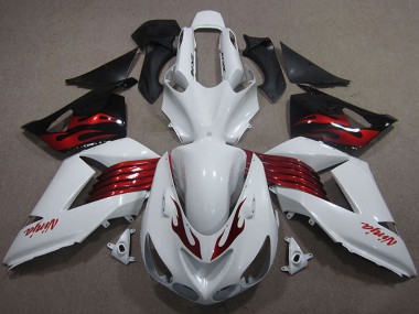 Shop 2006-2011 Kawasaki ZX14R ZZR1400 Motorcycle Fairings - White Red Black