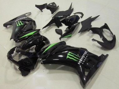 Shop 2008-2012 Kawasaki ZX250R Motorcycle Fairings - Glossy Black Green Monster Energy
