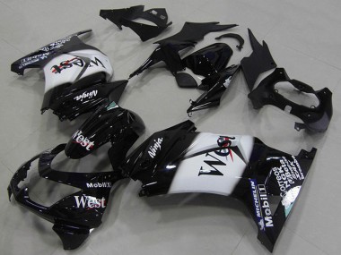 Shop 2008-2012 Kawasaki ZX250R Motorcycle Fairings - Glossy Black White West