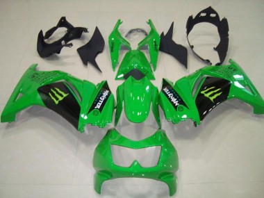 Shop 2008-2012 Kawasaki ZX250R Motorcycle Fairings - Green Black Monster