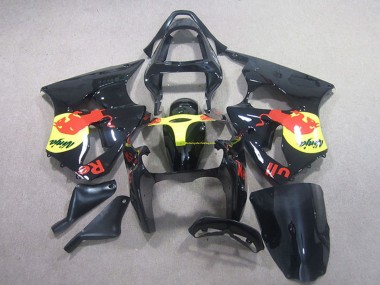 Shop 2000-2002 Kawasaki ZX6R Motorcycle Fairing - Glossy Black Yellow Red Bull