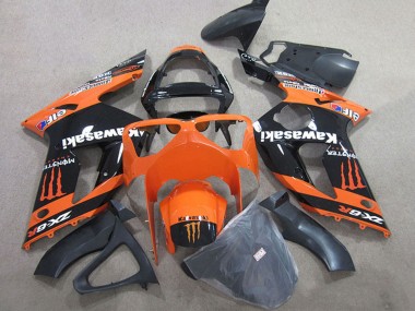 Shop 2003-2004 Kawasaki ZX6R Motorcycle Fairings - Orange Black Monster