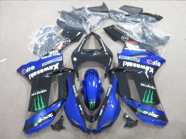 Shop 2007-2008 Kawasaki ZX6R Motorcycle Fairings - Black Blue Green Monster