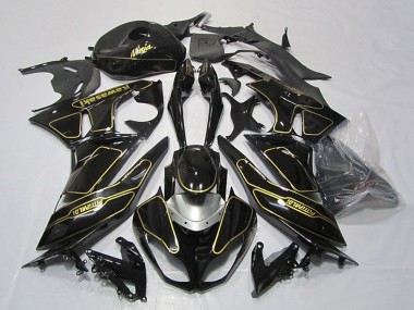 Shop 2009-2012 Kawasaki ZX6R Motorcycle Fairings - Glossy Black Silver Gold