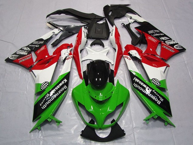 2009-2012 Kawasaki ZX6R Motorcycle Fairings - White Red Green Glossy Black