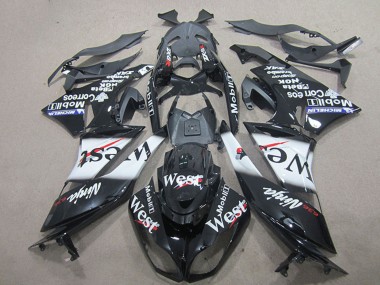 Shop 2009-2012 Kawasaki ZX6R Motorcycle Fairings - Glossy Black White West