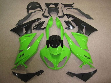 Shop 2009-2012 Kawasaki ZX6R Motorcycle Fairings - Green Glossy Black Matte Black