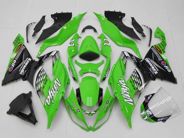 Shop 2013-2018 Kawasaki ZX6R Motorcycle Fairings - Green White Silver Black Elf Touch4 Bridgestone 11