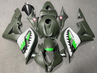 Shop 2007-2008 Honda CBR600RR Motorcycle Fairings - Army Green White Green Shark