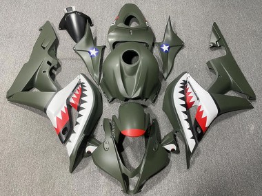 Shop 2007-2008 Honda CBR600RR Motorcycle Fairings - Army Green White Red Shark