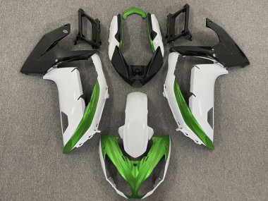 Shop 2009-2011 Kawasaki Ninja 650R Motorcycle Fairings - White Green Matte Black