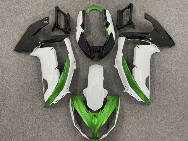2009-2011 Kawasaki Ninja 650R Motorcycle Fairings - White Green Matte Black