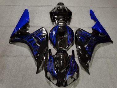 Shop 2006-2007 Honda CBR1000RR Motorcycle Fairing - Glossy Black Blue Flame