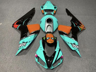 Shop 2006-2007 Honda CBR1000RR Motorcycle Fairings - Cyan Blue Orange Glossy Black Shark