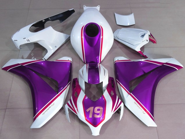 2008-2011 Honda CBR1000RR Motorcycle Fairings - White Glossy Purple Pink 19