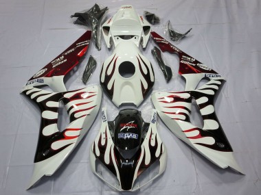 Shop 2006-2007 Honda CBR1000RR Motorcycle Fairings - White Red Glossy Black Flame
