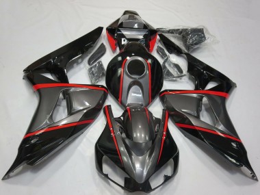 Shop 2006-2007 Honda CBR1000RR Motorcycle Fairings - Grey Glossy Black Red Stripe