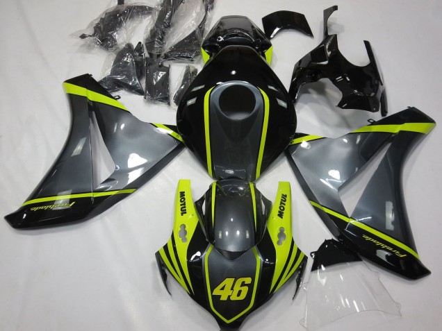 2008-2011 Honda CBR1000RR Motorcycle Fairings - Grey Yellow Glossy Black 46