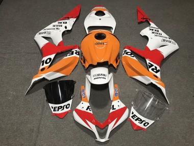 Shop 2007-2008 Honda CBR600RR Motorcycle Fairing - Orange White Red Glossy Black Repsol Style