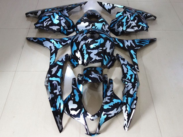 2009-2012 Honda CBR600RR Motorcycle Fairings - White Blue Camouflage