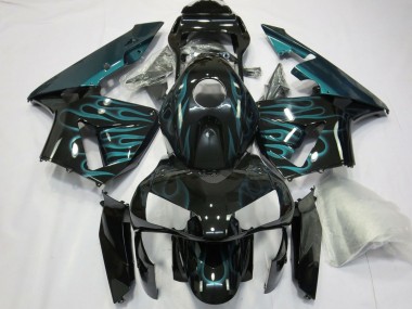 Shop 2003-2004 Honda CBR600RR Motorcycle Fairings - Glossy Black Green Flame