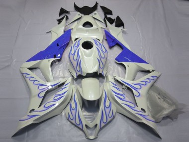 Shop 2007-2008 Honda CBR600RR Motorcycle Fairings - White Blue Flame