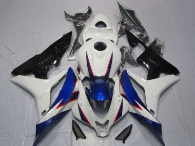 Shop 2007-2008 Honda CBR600RR Motorcycle Fairings - White Blue Glossy Black OEM Style