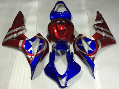 Shop 2007-2008 Honda CBR600RR Motorcycle Fairings - Red Silver Blue Captain America