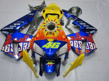Shop 2005-2006 Honda CBR600RR Motorcycle Fairings - Yellow Blue Rossi 46
