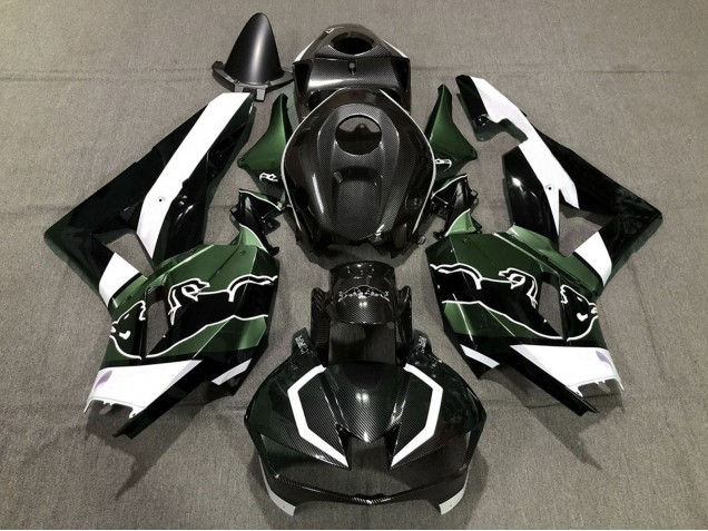2013-2026 Honda CBR600RR Motorcycle Fairings - Black Carbon Fiber White Green Bull