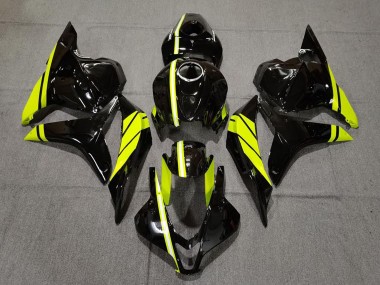 Shop 2009-2012 Honda CBR600RR Motorcycle Fairings - Glossy Black High Viz Yellow Stripe