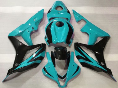 Shop 2007-2008 Honda CBR600RR Motorcycle Fairings - Cyan Blue Glossy Black OEM Style