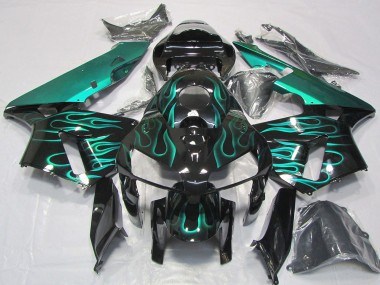 Shop 2005-2006 Honda CBR600RR Motorcycle Fairings - Glossy Black Teal Flame