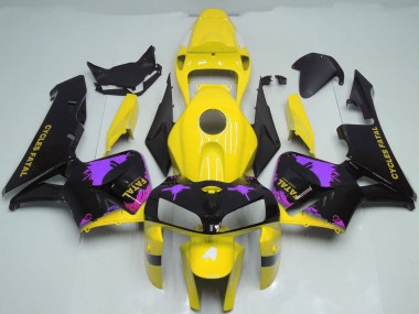 Shop 2005-2006 Honda CBR600RR Motorcycle Fairings - Glossy Black Yellow Purple Splatter