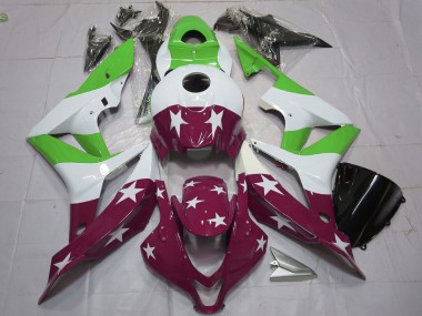 Shop 2007-2008 Honda CBR600RR Motorcycle Fairings - White Green Maroon Red Stars Stripe