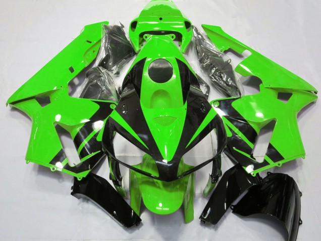 2005-2006 Honda CBR600RR Motorcycle Fairings - Green Glossy Black Design