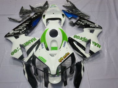 Shop 2005-2006 Honda CBR600RR Motorcycle Fairings - White Green Glossy Black HannSpree