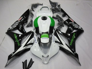 Shop 2007-2008 Honda CBR600RR Motorcycle Fairings - White Green Glossy Black Hannspree