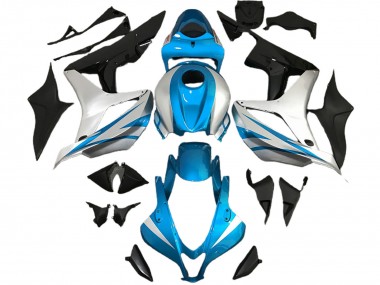 Shop 2007-2008 Honda CBR600RR Motorcycle Fairings - Silver Light Blue Glossy Black OEM Style