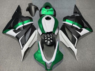 Shop 2009-2012 Honda CBR600RR Motorcycle Fairings - White Green Matte Black Star