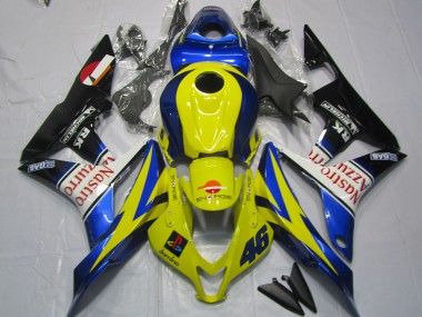 Shop 2007-2008 Honda CBR600RR Motorcycle Fairings - Yellow Blue White Glossy Black Nastro Azzurro
