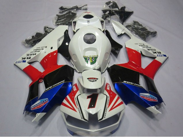 2013-2026 Honda CBR600RR Motorcycle Fairings - White Red Blue Black Number 1