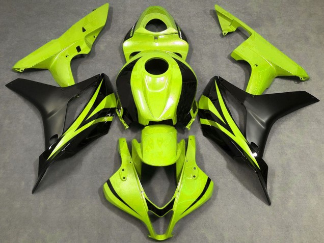 2007-2008 Honda CBR600RR Motorcycle Fairings - Neon Yellow Matte Black OEM Style