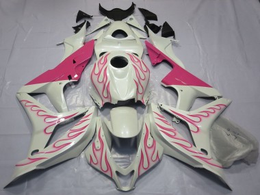 Shop 2007-2008 Honda CBR600RR Motorcycle Fairings - White Pink Flame