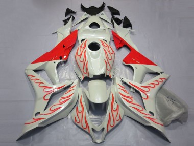 Shop 2007-2008 Honda CBR600RR Motorcycle Fairings - White Red Flame