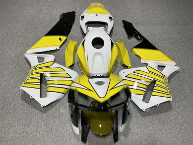 Shop 2005-2006 Honda CBR600RR Motorcycle Fairings - Yellow and White Wings