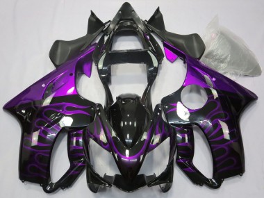 Shop 2001-2003 Honda CBR600 F4i Motorcycle Fairings - Glossy Black Purple Flame