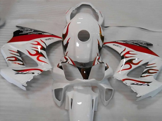 2002-2013 Honda VFR 800 Motorcycle Fairings - White Red Flame