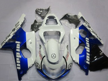 Shop 2000-2002 Suzuki GSXR 1000 Motorcycle Fairings - White Blue Jordan