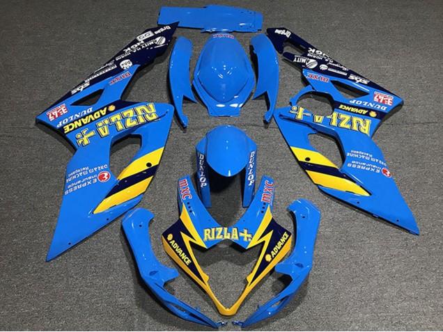 2005-2006 Suzuki GSXR 1000 Motorcycle Fairings - Blue Yellow Black Rizla